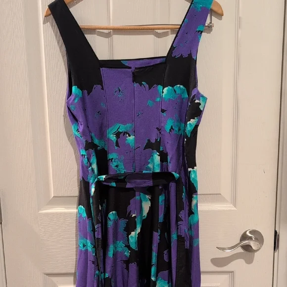 Natori Black Dress with Purple and Teal Floral Design - Picture 4 of 4